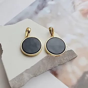 УЦЕНКА Подвеска круглая 17х15 мм черная керамика в позолоте (8541-З-УЦ)