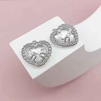 Подвеска Сердце 16х15х5.6 мм с фианитом родиевое покр. (7792-Р) Подвеска Сердце 16х15х5.6 мм с фианитом родиевое покр. (7792-Р)