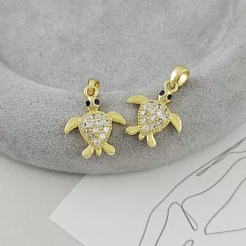 Подвеска Черепаха 18.2x15.5 мм с фианитами, позолота 14К (9489-З) купить с доставкой по России | Интернет-магазин Viva Beads