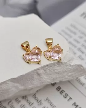 Подвеска Сердце 10 мм с фианитами, светло-розовый, классическое золото (8350-СРЗ) Подвеска Сердце 10 мм с фианитами, светло-розовый, классическое золото (8350-СРЗ)