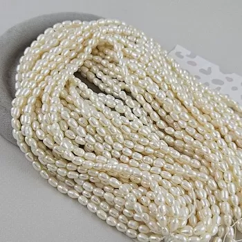 Нить 17 см Жемчуг натуральный рис толщиной 4.5-5 мм белый АА (8100) купить в #REGION_P# | Заказать в интернет-магазине Viva Beads
