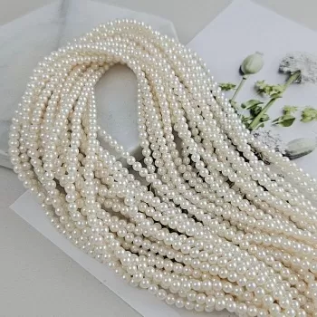 Нить 39-40 см Жемчуг Майорка 3 мм, жемчужный (9737-3) купить в Воронеже | Заказать в интернет-магазине Viva Beads
