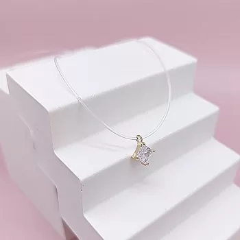 Колье - невидимка Ромб на леске, фианит, позолота (7779-З)