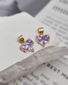 Подвеска Сердце 10 мм с фианитами, сиреневый, классическое золото (8350-СЗ) Подвеска Сердце 10 мм с фианитами, сиреневый, классическое золото (8350-СЗ)