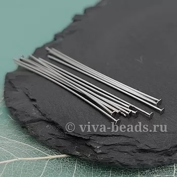 10 шт. Штифты со шляпкой 50х0,7 мм родиевое покр. (6551-50/0.7-Р) пины и штифты для бижутерии купить с доставкой по России | Интернет-магазин Viva Beads