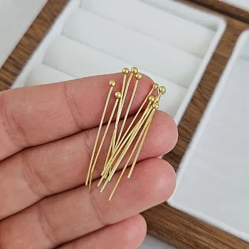 10 шт. Пины с шариком 30х0.5 мм нержавеющая сталь, цвет золото (8658-З) пины и штифты для бижутерии купить с доставкой по России | Интернет-магазин Viva Beads