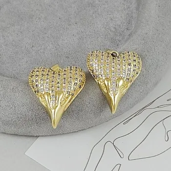 УЦЕНКА Подвеска Сердце 26.2х21.8х6.1 мм с фианитами, позолота 18К (9554-З-УЦ) УЦЕНКА Подвеска Сердце 26.2х21.8х6.1 мм с фианитами, позолота 18К (9554-З-УЦ)