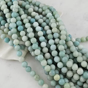 Нить 18.5 см Амазонит натуральный ок. 8 мм бусины гладкий шар (10122-8) для бижутерии купить с доставкой по России | Интернет‑магазин Viva Beads