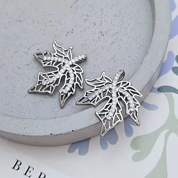 Подвеска кулон Лист с фианитами 25.5х23 мм родиевое покрытие (9000-Р) купить с доставкой по России | Интернет-магазин Viva Beads