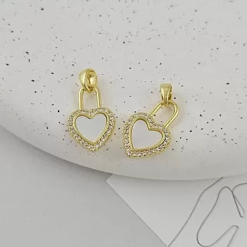 Подвеска кулон Сердце 18х12 мм с перламутром и фианитами позолота 14К (9501-З) купить с доставкой по России | Интернет-магазин Viva Beads