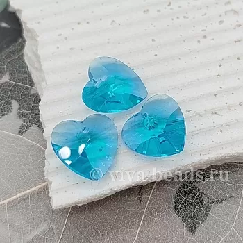 Подвеска Сердце 12 мм Aquamarine хрустальное стекло (6656-А) купить с доставкой по России | Интернет-магазин Viva Beads