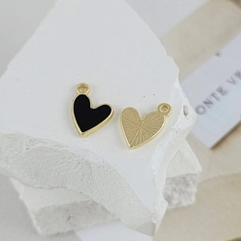 Подвеска Сердце 12.7x9 мм черная эмаль, позолота 14К (9602-ЧЗ) купить с доставкой по России | Интернет-магазин Viva Beads