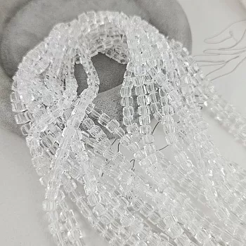 Нить 40 см Бусина граненый куб ок. 4-5 мм crystal, стекло (7339-ПРОЗР) купить в Воронеже | Заказать в интернет-магазине Viva Beads
