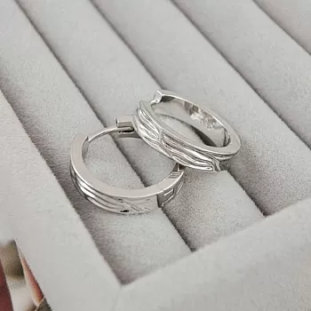 Швензы, серьги конго 19.7х4.3 мм с фактурными волнами, родиевое покрытие (9708-Р) купить с доставкой по России | Интернет-магазин Viva Beads