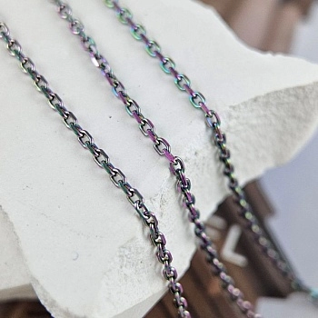 50 см Цепь тонкая 1.7 мм, нержавеющая сталь, радужная гальваника (9666) купить в Воронеже | Заказать в интернет-магазине Viva Beads
