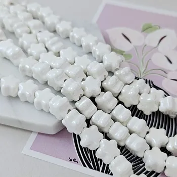 УЦЕНКА 1 шт. Бусина Цветок 10х11х8 мм белый, керамика (9796-Б-УЦ)