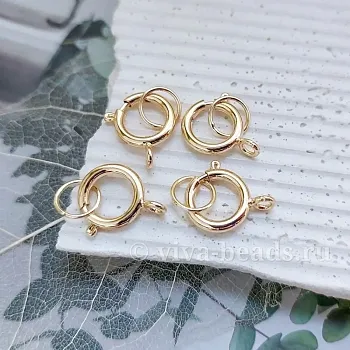 Замок-кольцо шпрингельный 12 мм позолота 14К (6280-12-З) замок для украшений купить с доставкой по России | Интернет-магазин Viva Beads