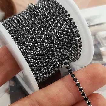 50 см Стразовая цепь 2 мм черный, серебро (3387-Ч) купить в Воронеже | Заказать в интернет-магазине Viva Beads
