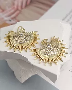 УЦЕНКА Подвеска Солнце 20х25 мм с фианитами, позолота 14К (8273-З-УЦ) УЦЕНКА Подвеска Солнце 20х25 мм с фианитами, позолота 14К (8273-З-УЦ)