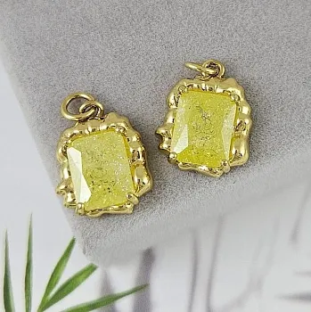 Подвеска 16.3х13.5 мм с кристаллом кракле, лимонный, позолота 18К (6809-ЛИМЗ) купить с доставкой по России | Интернет-магазин Viva Beads