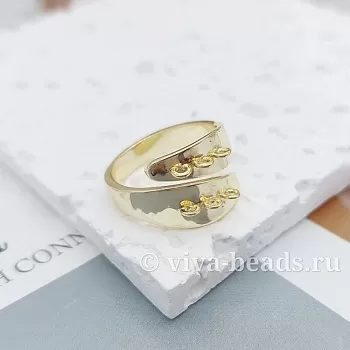 Основа для кольца с петельками свободный размер позолота 14к (6725-З) купить с доставкой по России | Интернет-магазин Viva Beads