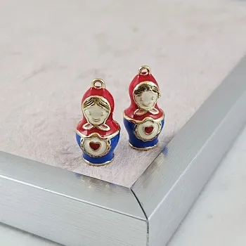 Подвеска Матрешка 20x10 мм с эмалью, позолота 14К (10176-З-ЭМ) купить с доставкой по России | Интернет-магазин Viva Beads
