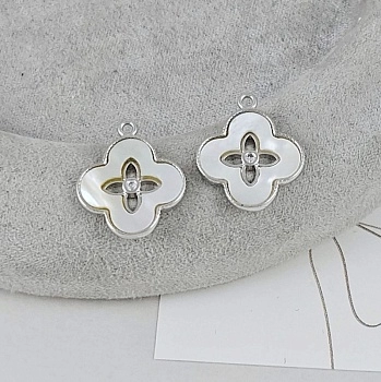 Подвеска Клевер 17.2х14.7 мм с фианитом и родиевым покрытием (9513-Р) купить с доставкой по России | Интернет-магазин Viva Beads