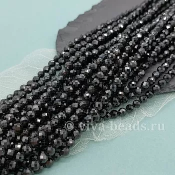 Нить 19 см Шпинель черная граненая бусина 4 мм (6438) для бижутерии купить с доставкой по России | Интернет‑магазин Viva Beads