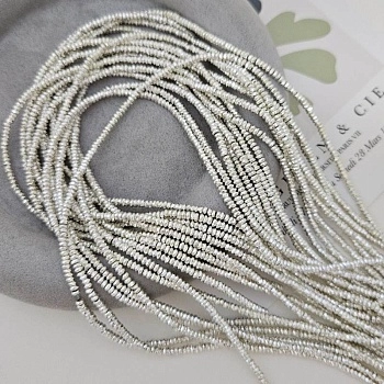 Нить 19 см Гематит, гематин 2.3х1 мм рондель, ручная огранка, светлое серебро (8785-2-С)	 для бижутерии купить с доставкой по России | Интернет‑магазин Viva Beads