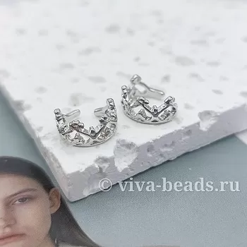 Кафф Корона 12х5.5 мм родиевое покр. (7204-Р) Кафф Корона 12х5.5 мм родиевое покр. (7204-Р)