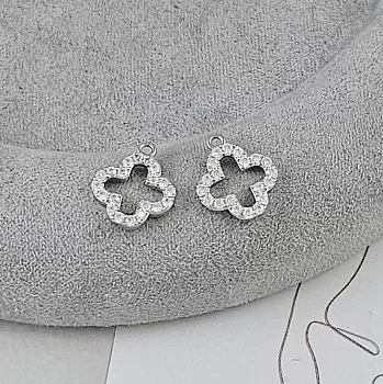 Подвеска Клевер с фианитами 12х10 мм родиевое покрытие (8196-10-Р) купить с доставкой по России | Интернет-магазин Viva Beads