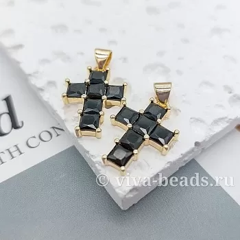 Подвеска Крест 20х14 мм светлое золото (6135-З)