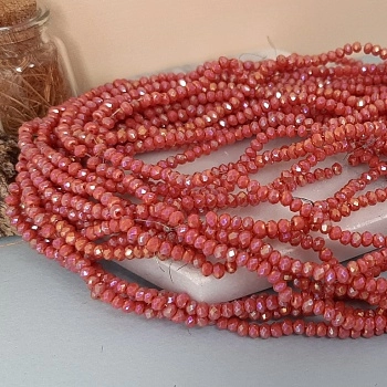 40 см нить Рондель граненый 3х2 мм коралловый АВ (3698) купить с доставкой по России | Интернет-магазин Viva Beads