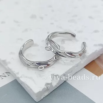 Основа для кольца с петелькой свободный размер родиевое покр. (7221-Р) купить с доставкой по России | Интернет-магазин Viva Beads