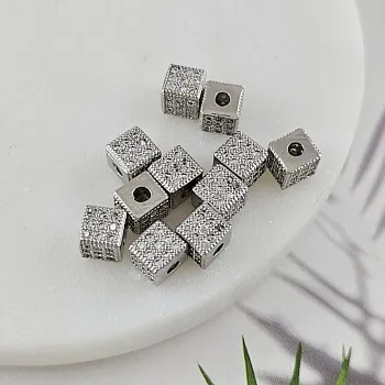 Бусина разделитель куб с фианитами 6 мм родиевое покр. (6359-Р) купить с доставкой по России | Интернет-магазин Viva Beads