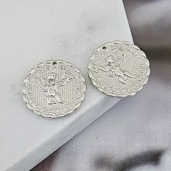 Подвеска Монета с ангелом 15.6 мм родиевое покрытие (9719-Р) купить с доставкой по России | Интернет-магазин Viva Beads