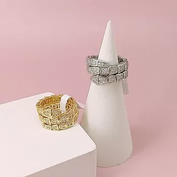 Кольцо Змея с фианитами родиевое покр., позолота (7845) купить с доставкой по России | Интернет-магазин Viva Beads