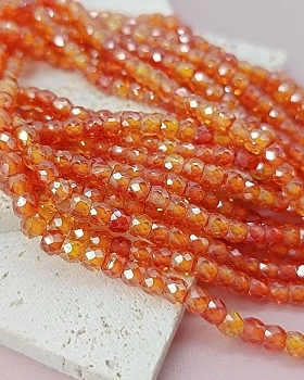 Нить 18 см Фианиты 4х3.5 мм бусины граненый рондель, ярко-оранжевый (8142-ЯРОРАНЖ) купить с доставкой по России | Интернет-магазин Viva Beads