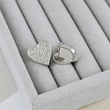 Швензы с английским замком Сердце 16х16 мм родиевое покрытие (9582-Р)  швензы для серег купить с доставкой по России | Интернет-магазин Viva Beads