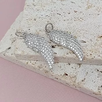 Подвеска Крыло с фианитами 23.4х7.6 мм родиевое покр. (7938-Р) Подвеска Крыло с фианитами 23.4х7.6 мм родиевое покр. (7938-Р)