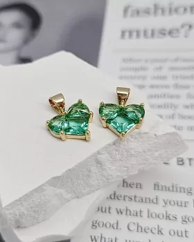 Подвеска Сердце 12 мм с фианитами, мятный, позолота (8338-МЗ) Подвеска Сердце 12 мм с фианитами, мятный, позолота (8338-МЗ)