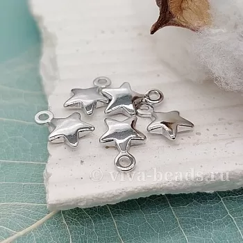 Подвеска Звезда 10x7 мм родиевое покр. (6424-Р)