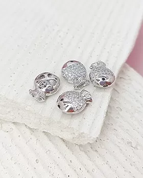 Бусина Рыбка 11.4х9х4.9 мм с фианитами родиевое покр. (8162-Р) купить с доставкой по России | Интернет-магазин Viva Beads