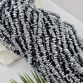 Нить 39 см Гематит, гематин фри форм 5-9x2.5-3 мм цвет платина (8992-П) для бижутерии купить с доставкой по России | Интернет‑магазин Viva Beads