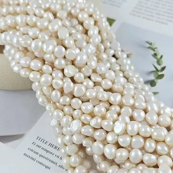 Нить 17 см Жемчуг натуральный барокко толщиной 6-7 мм белый АА (9847) купить в #REGION_P# | Заказать в интернет-магазине Viva Beads

