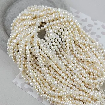 Нить 16.5-17 см  Жемчуг натуральный барокко толщиной 5-6 мм белый АА (8098) купить с доставкой по России | Интернет-магазин Viva Beads