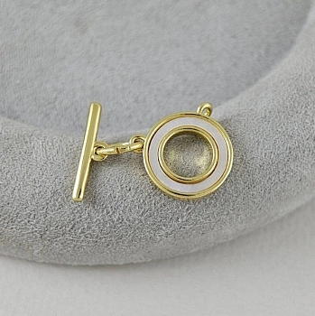 Замок тоггл с перламутром 15.6х13.5 мм & 16.4х4.5 мм позолота 14К (9627-З) замок для украшений купить с доставкой по России | Интернет-магазин Viva Beads