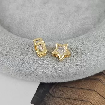 Подвеска - бусина Звезда 8.6х9.1х4.3 мм с фианитом позолота 18К (6146-З) купить с доставкой по России | Интернет-магазин Viva Beads