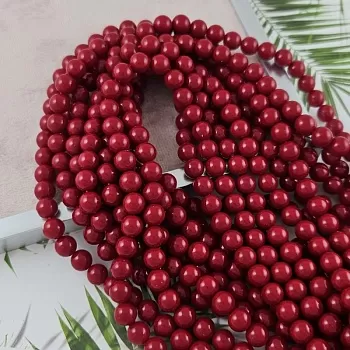 Нить 19 см Жемчуг майорка 6 мм, бусина гладкий шар, красный (2922-6) купить с доставкой по России | Интернет-магазин Viva Beads