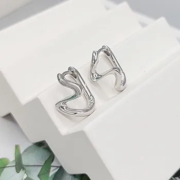 УЦЕНКА Швензы конго кольца, бублики Волна 16х12 мм родиевое покр. (7688-Р-УЦ)